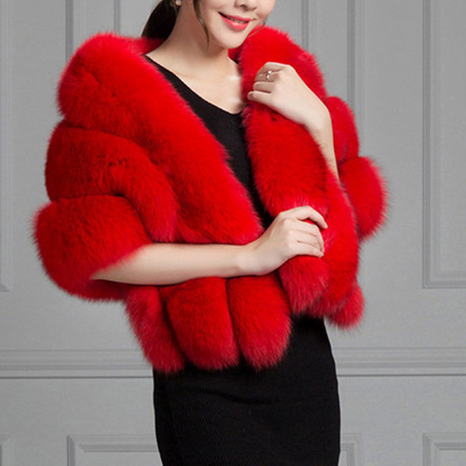 Femmes Faux fourrure châles élégant mariée mariage en peluche Cape manteau Long châle Wrap Poncho pour les femmes moelleux chaud hiver accessoires