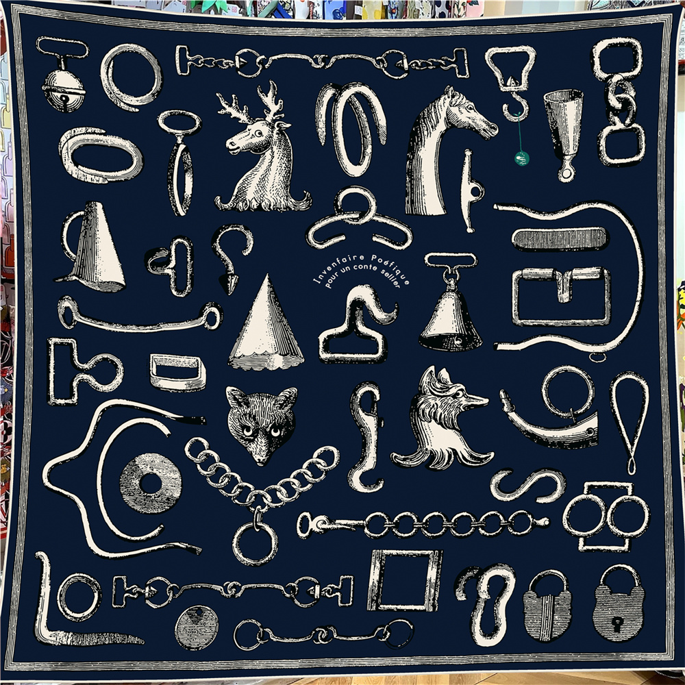 Écharpe d'hiver en soie et cachemire de 135 cm pour femme, châles à motif tête de cheval, écharpes carrées chaudes en pashmina, hijabs de marque, grands bandanas pour femme