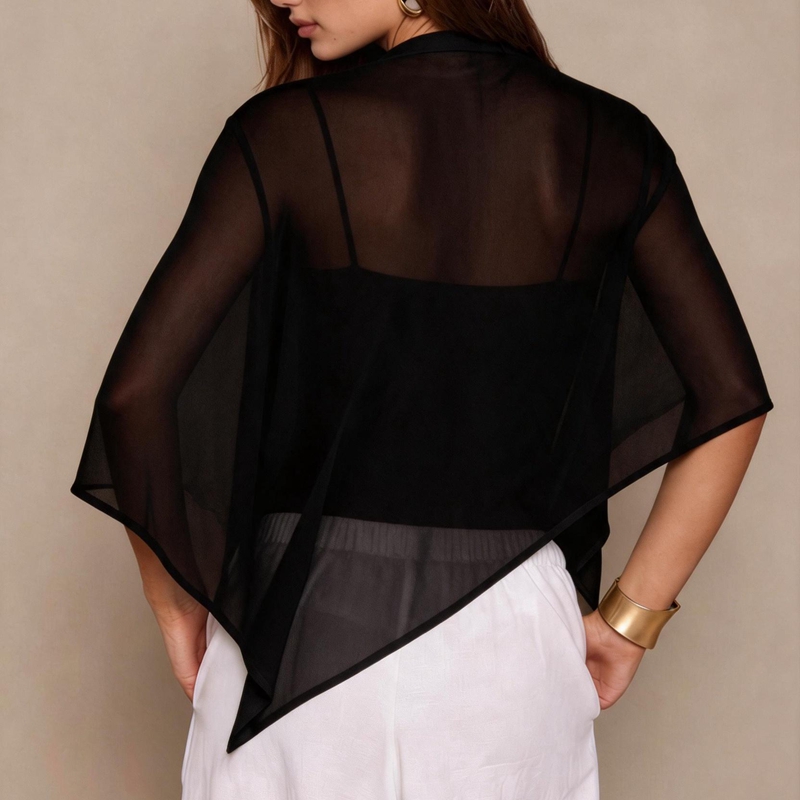 Ponchos transparents pour femmes, coupe asymétrique triangulaire, chemisier léger de couleur unie, col montant, coupe ample, cape de protection