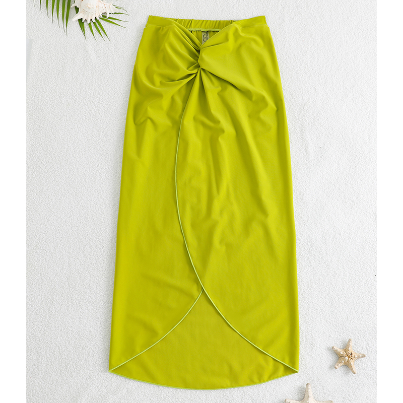 Robe de plage unie tendance pour femme, décontractée, taille haute élastique, jupe longue fendue, nouvelle collection été 2025, tenue de plage, cache-maillot de bain style Spice Girl