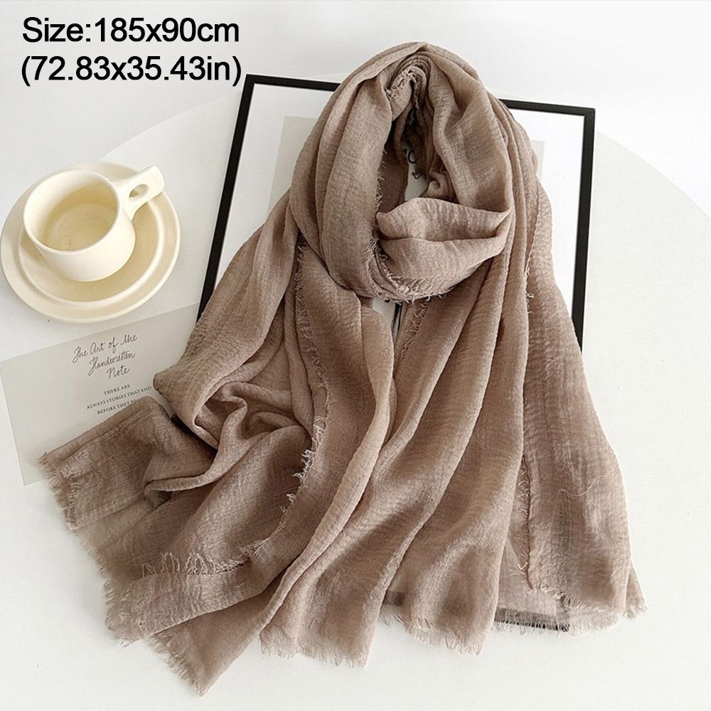 Nouveau hijab grande taille, foulard respirant, uni, froissé, couleur unie, bandana