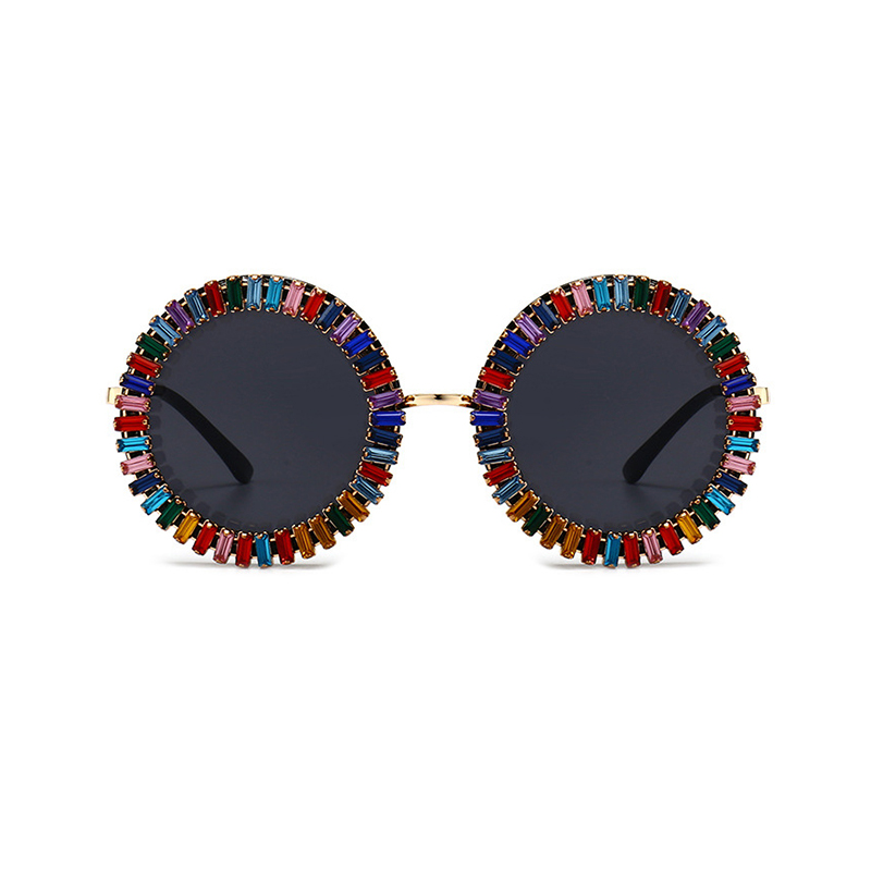 Marque de luxe concepteur rond diamant lunettes de soleil femmes mode Vintage fête voyage Steampunk lunettes de soleil Sexy dames nuances UV400