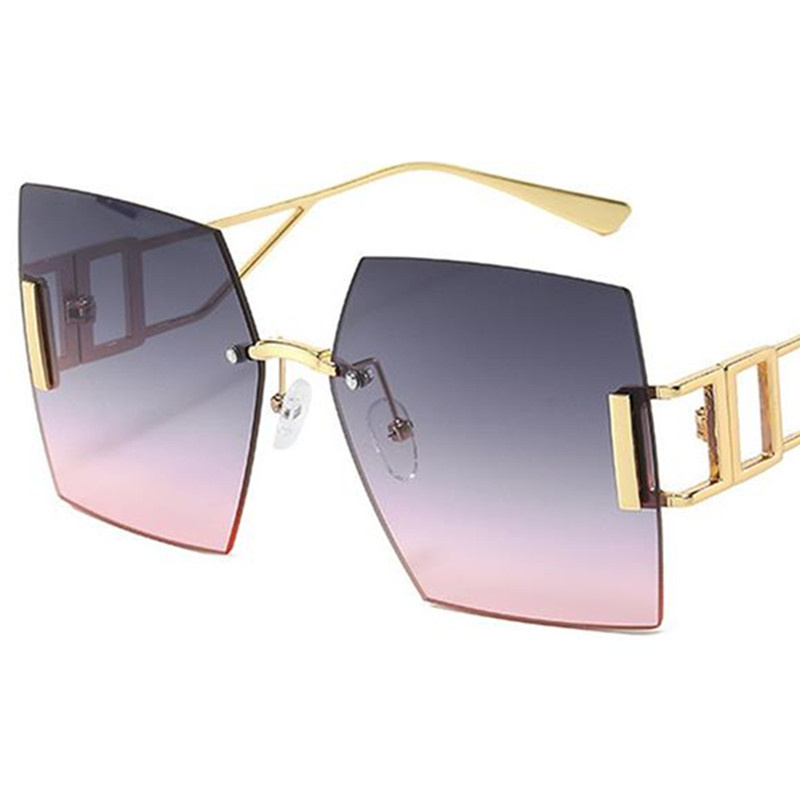 Lunettes de soleil rétro Anti-UV pour femmes, verres carrés, verres de couleur dégradée, personnalité Google, sans bords
