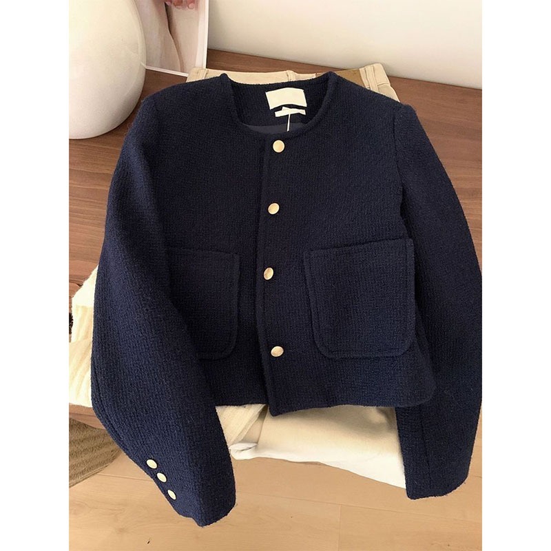 Veste Courte Femme Automne 2026 – Col Rond Tendance, Cardigan Élégant, Manteau Rétro Confortable pour Dames