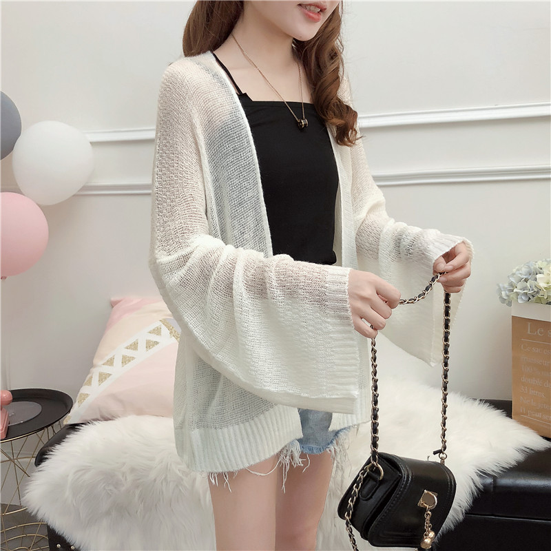 Cardigan en tricot au Crochet transparent pour femmes, pull à manches longues ouvert sur le devant, tricot décontracté, tenue de plage