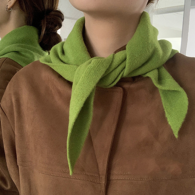 Écharpe en laine tricotée tendance, écharpe triangulaire chaude, foulard pour femme, couvre-chef automne-hiver, cache-cou tricoté, accessoire de coiffure décoratif