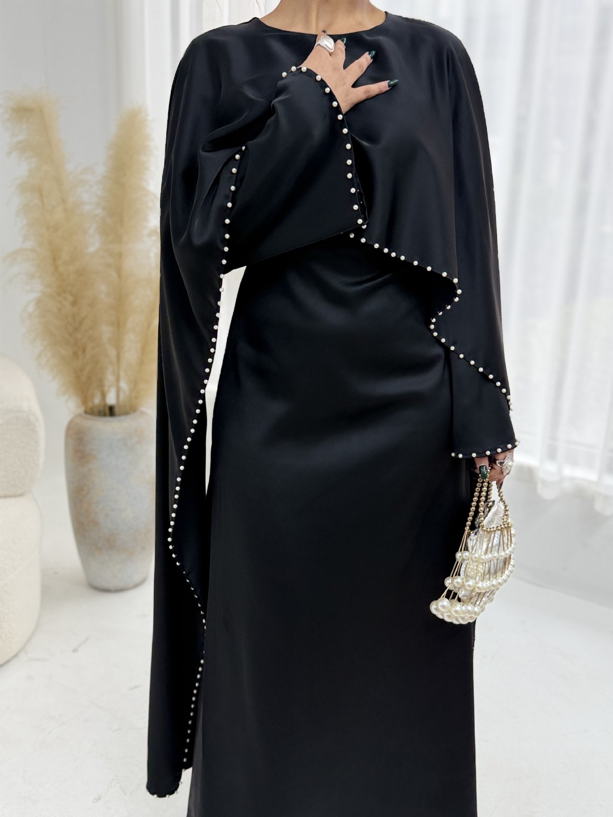 Femmes élégantes Abaya musulman luxe perles Ramadan caftan dubaï robe de soirée Jalabiya robes Largos Maxi robes