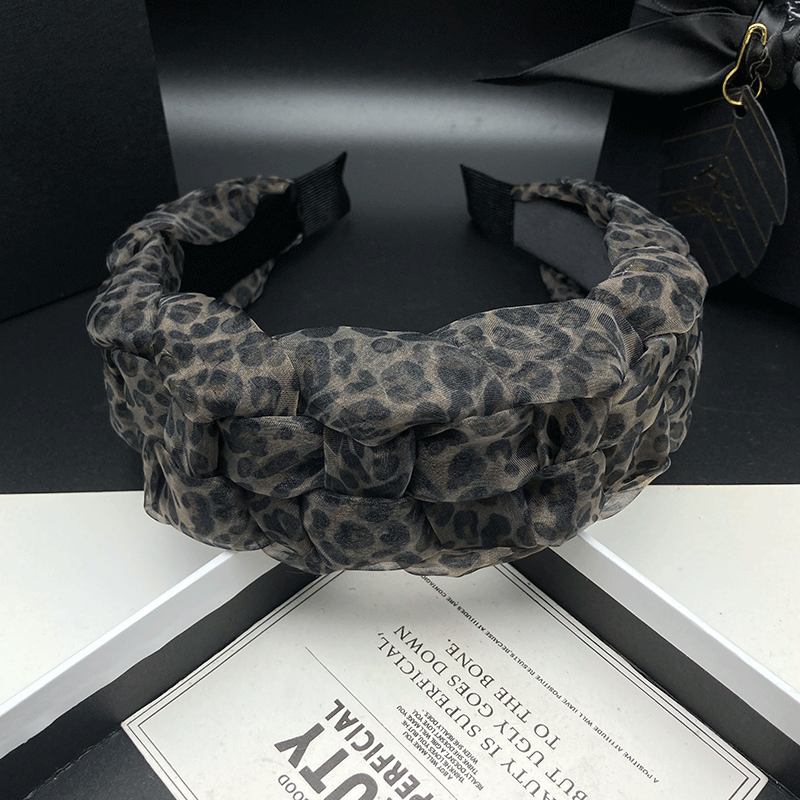 Bandeau imprimé léopard pour femme, style occidental, à bord large, pour coiffure stylisée et lavage du visage