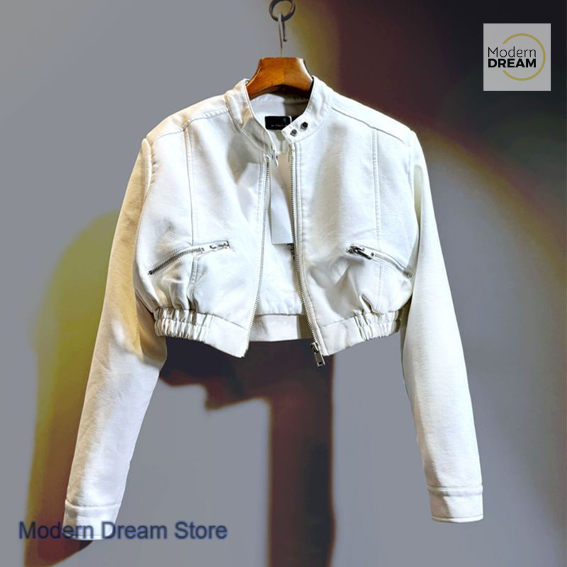 Veste de costume de moto courte de style français pour femmes, beau Joker, petit manteau en cuir taille haute, mode automne et hiver.