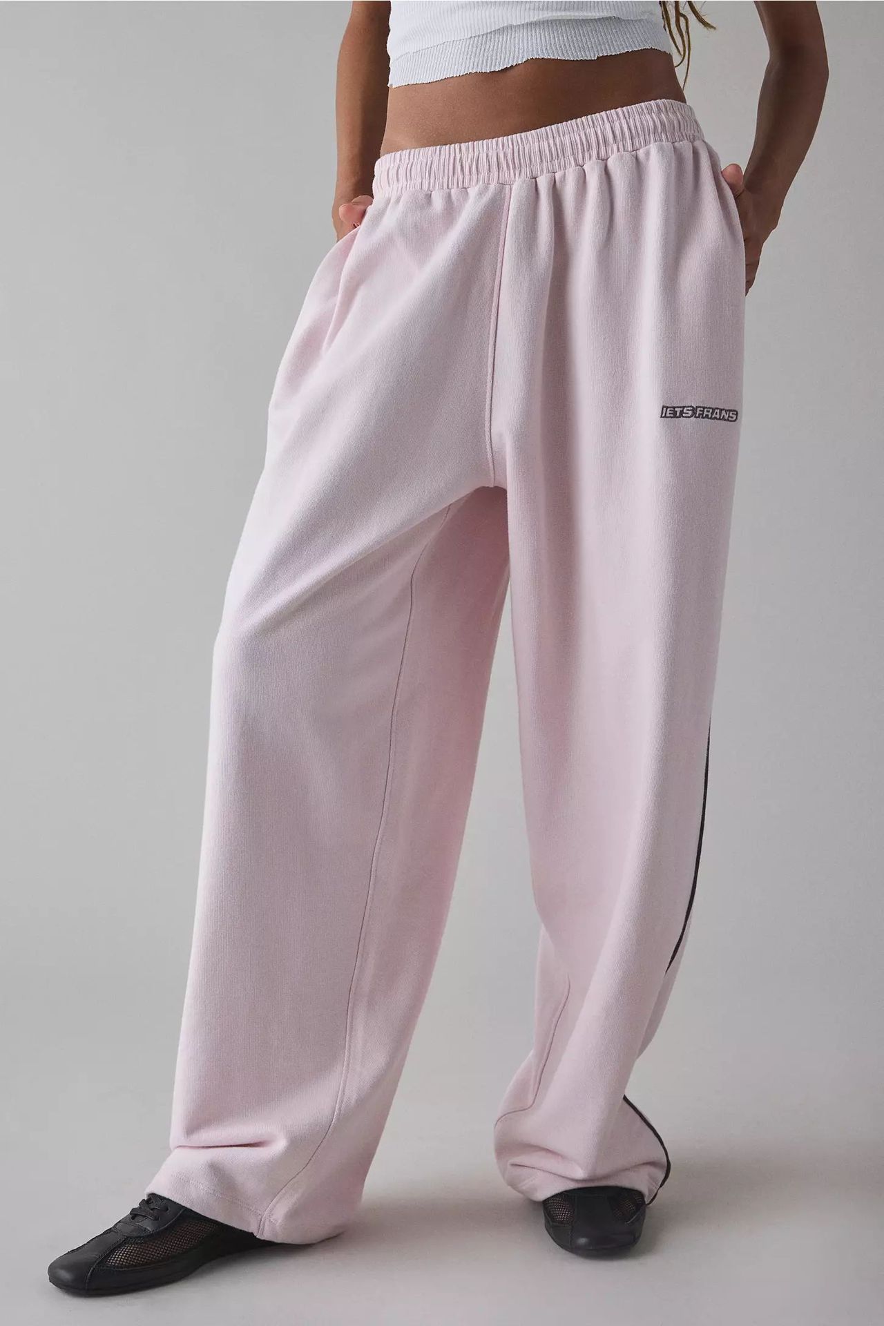 Pantalones Casuales nouveau pantalon décontracté brodé rose pour femmes pantalon droit taille élastique ample et confortable 2025 nouveau