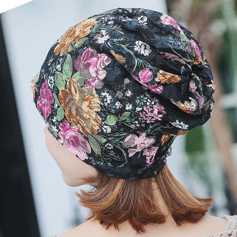 Printemps automne mince femmes Skullies bonnets dame mode dentelle conception chapeaux pour filles Feminino Stretch Turban inde musulman Wrap