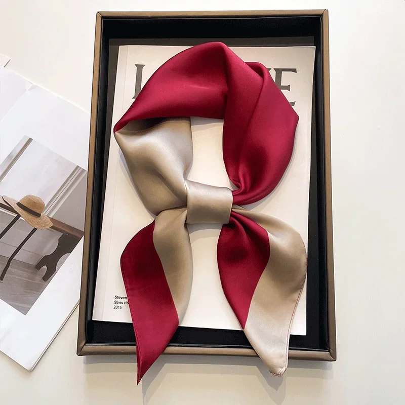 70cm foulard en soie femmes mode soie Satin foulard femme cheveux cravates bandeau cheveux ornement femme Bandana sac foulards