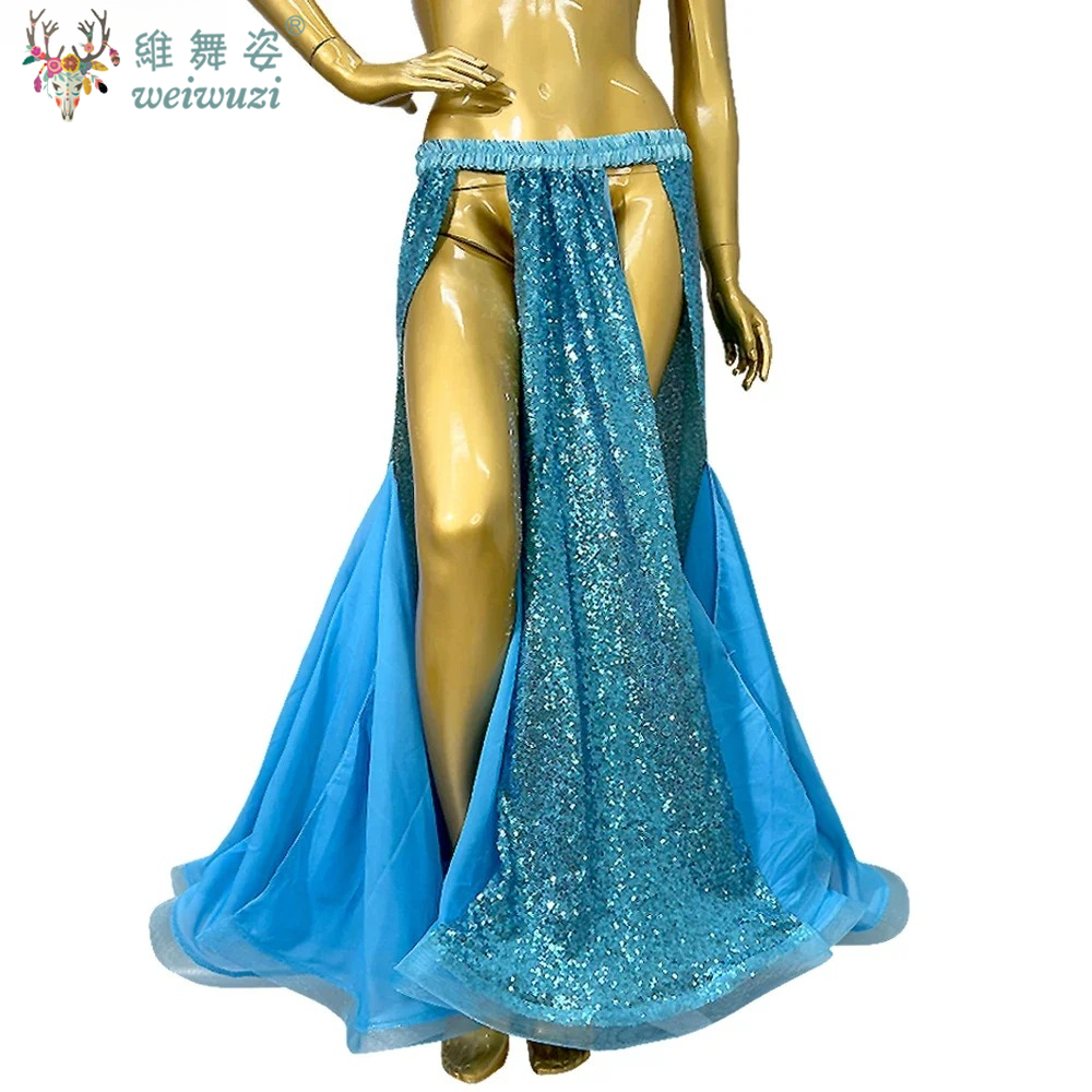 Jupe de costume Bellyylene à paillettes brillantes pour femmes et filles, jupe longue de danse du ventre, jupe de performance de fête, mode, nouveau