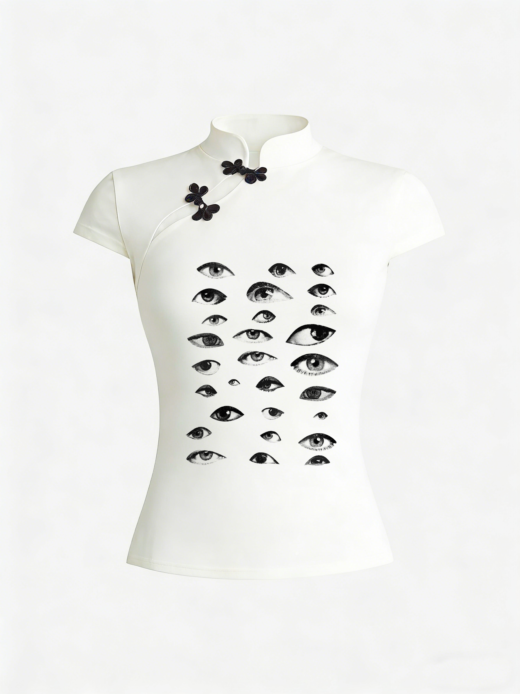 T-shirt polyvalent esthétique Harajuku, nouveau style chinois, imprimé tendance, décontracté, coupe ajustée, col boutonné, manches courtes