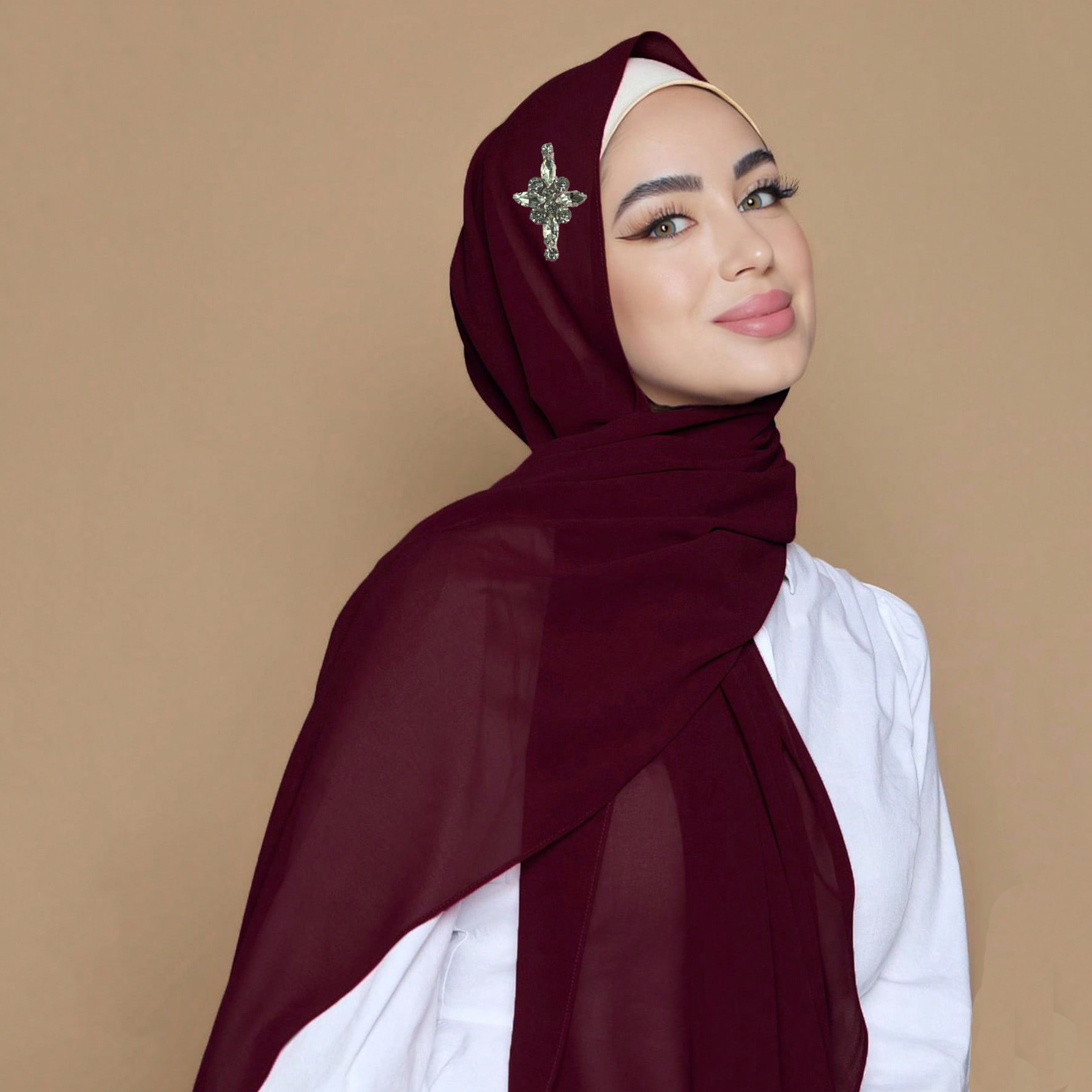 Haute qualité Premium en mousseline de soie Hijab strass écharpe malaisienne Hijab châles écharpe femmes musulmanes couleur unie bandeau