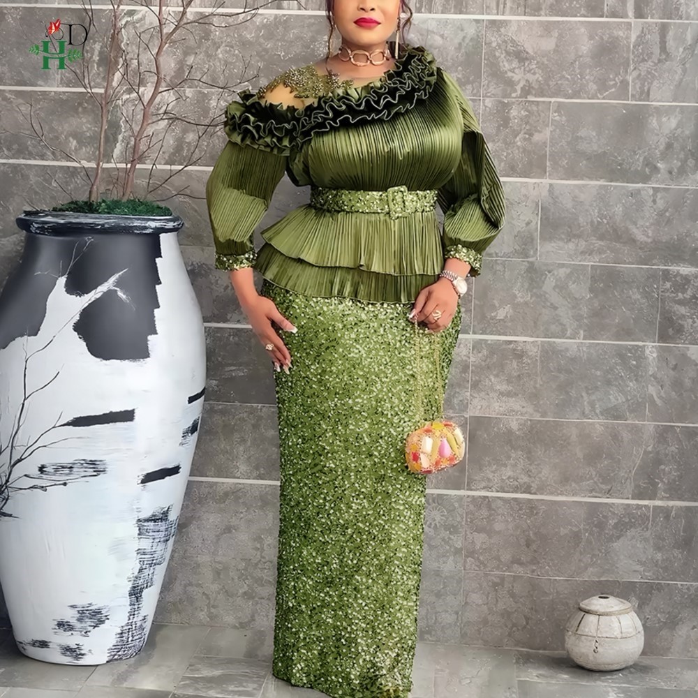 Robes de soirée africaines H&D 2026 pour femmes, tenues africaines en dentelle à paillettes pour femmes, robe longue élégante, robe de soirée de mariage turque
