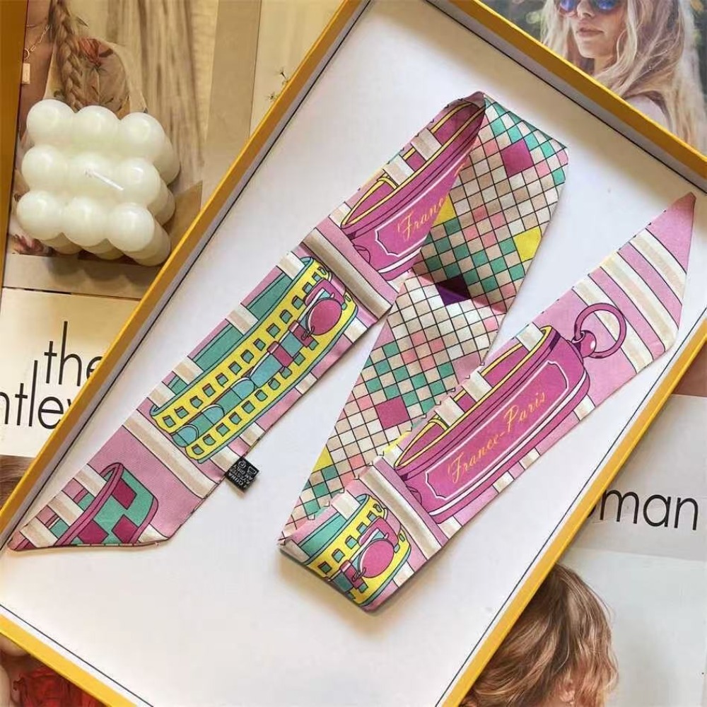 Foulard en soie imprimé pour femmes, léger, col Bandana, sangle de sac, accessoires cadeaux décoratifs, été