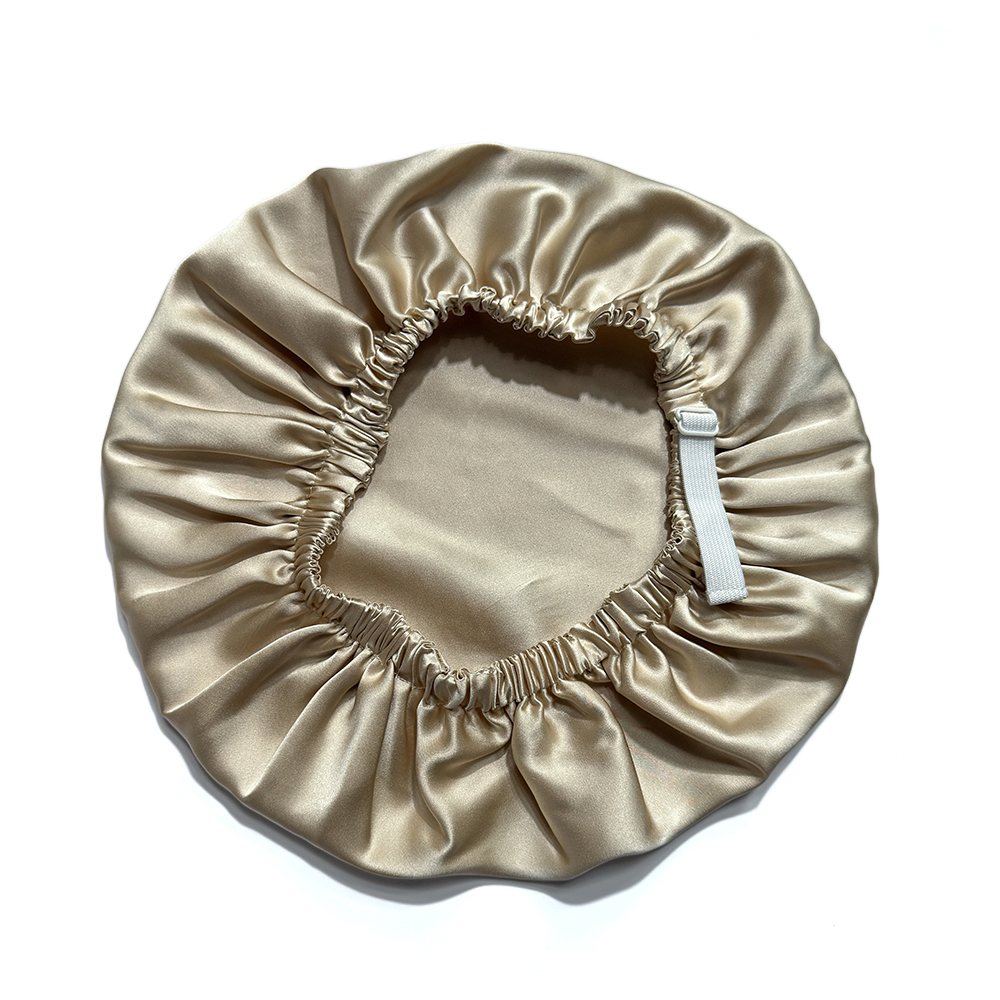 Bonnet Double couche en soie de mûrier 100% Pure pour femmes, chapeau de couchage, Bonnet de nuit avec bande élastique réglable