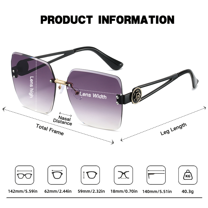 RUISIMO sans monture métal carré lunettes de soleil femmes hommes couleur claire marque exquise lunettes de soleil plage voyage mâle femme lunettes UV400