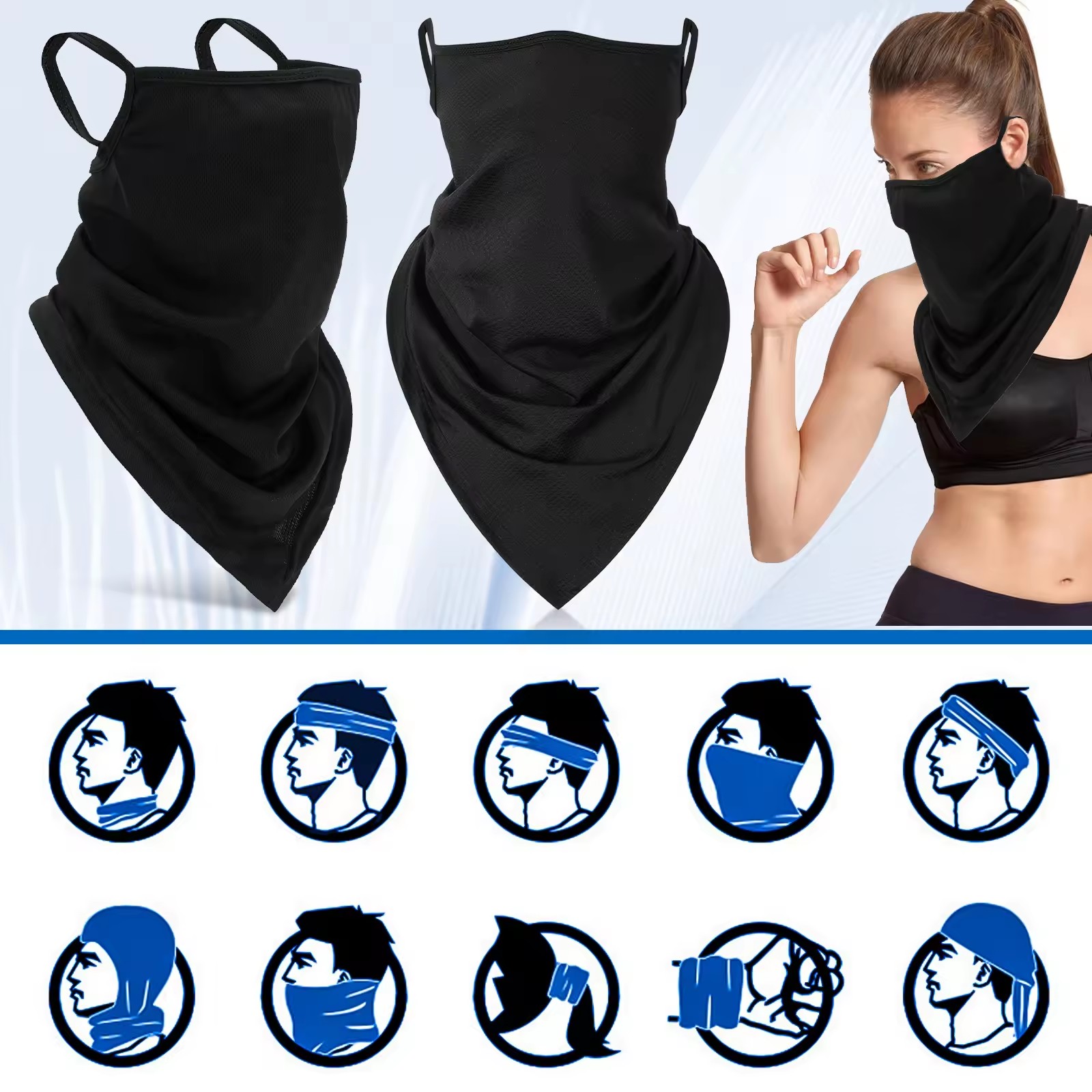 Cagoule intégrale en soie glacée, protection solaire estivale, respirante, résistante aux UV et coupe-vent pour le cyclisme, la randonnée et les activités de plein air