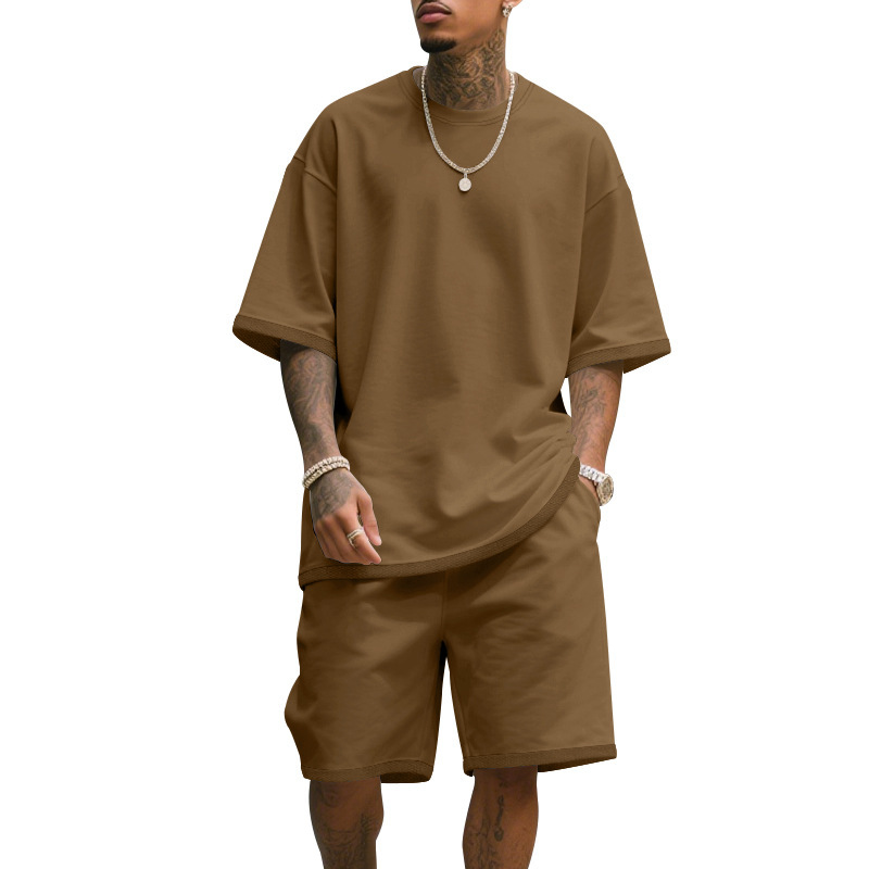 Ensemble décontracté deux pièces pour homme : T-shirt à manches courtes et short d'été, coupe ample et confortable, survêtement pour homme