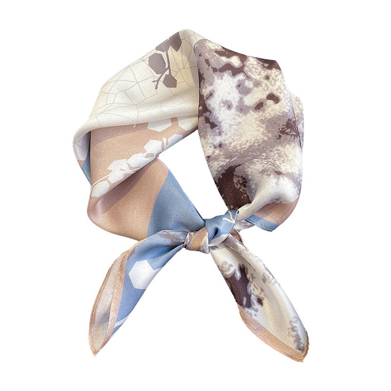 Petit foulard coréen polyvalent décoratif à motifs géométriques en soie, bandeau pour femme, accessoire de sac, foulard en soie de mûrier assorti aux vêtements