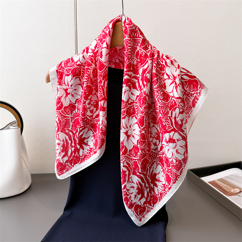 Foulard en soie 70x70 cm pour femme, motif cheval, petit carré, imprimé, haut de gamme, pour le cou ou la tête
