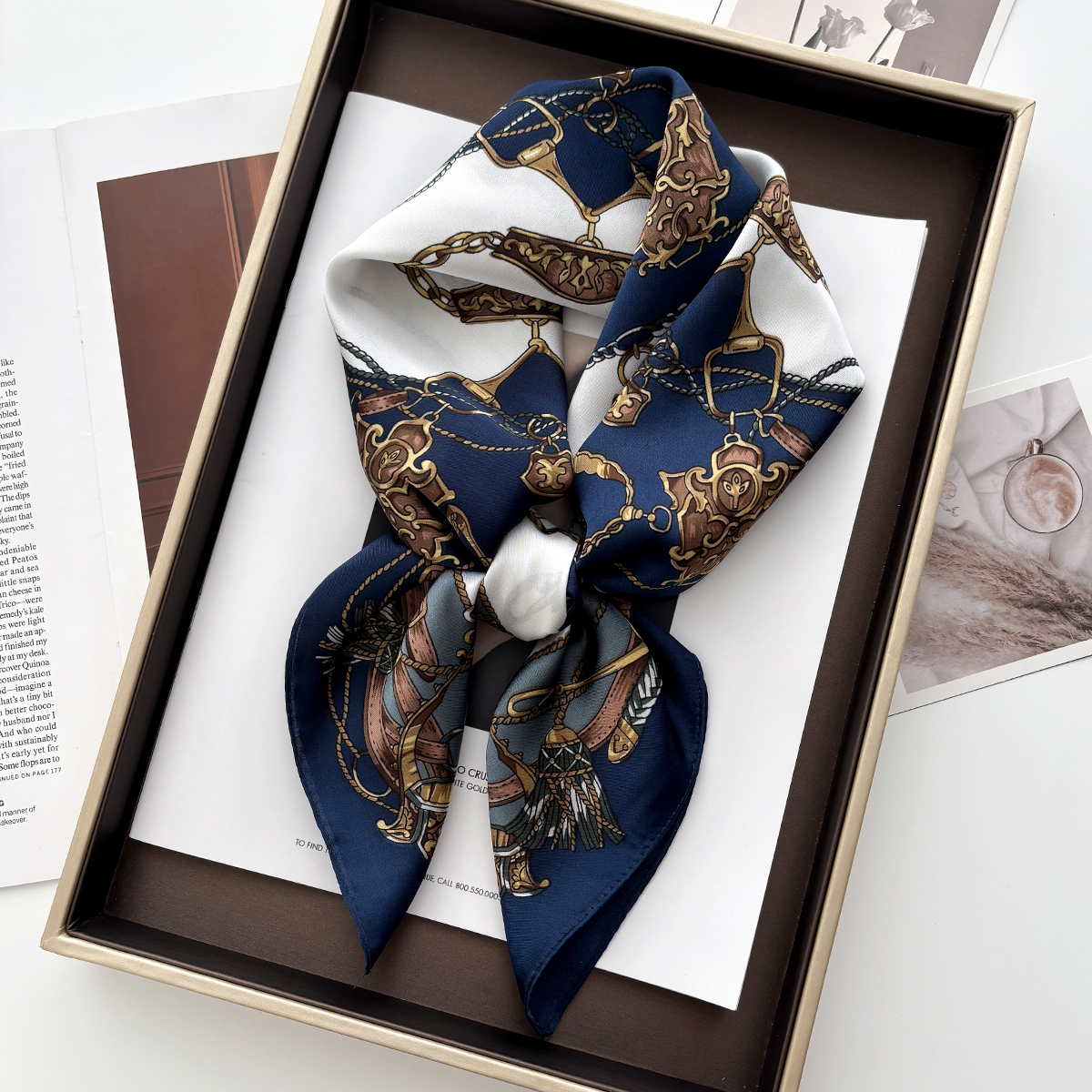 Foulard carré pour femmes, Design de luxe, Hijab, petit cou, cravate, main, poignet, bandeau féminin, 70x70cm