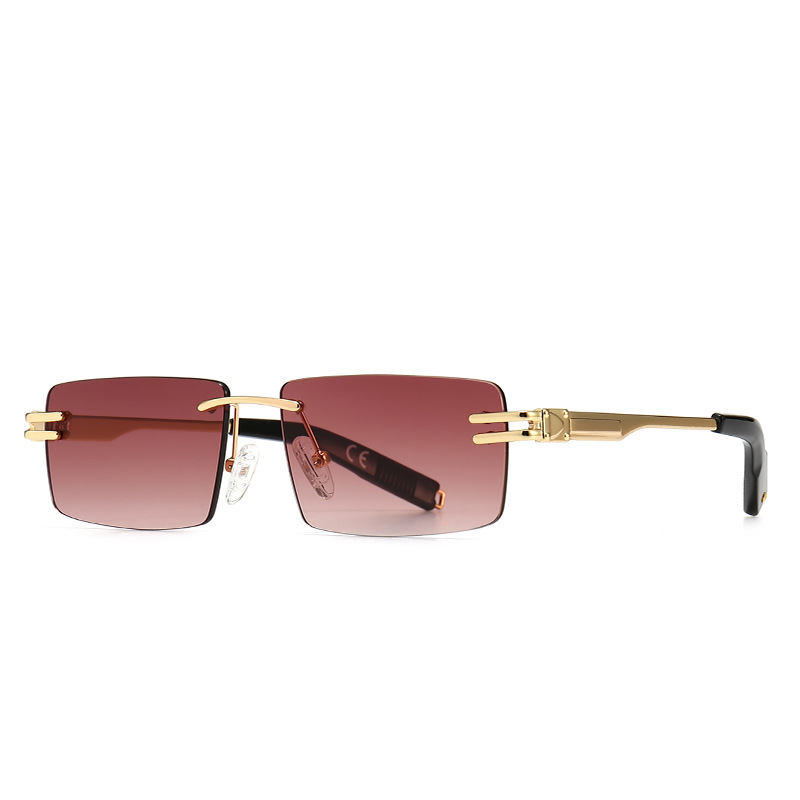 Lunettes de soleil de luxe sans bords, petites lunettes carrées pour femmes et hommes, marque de mode de styliste rétro dégradé, tendance, UV400