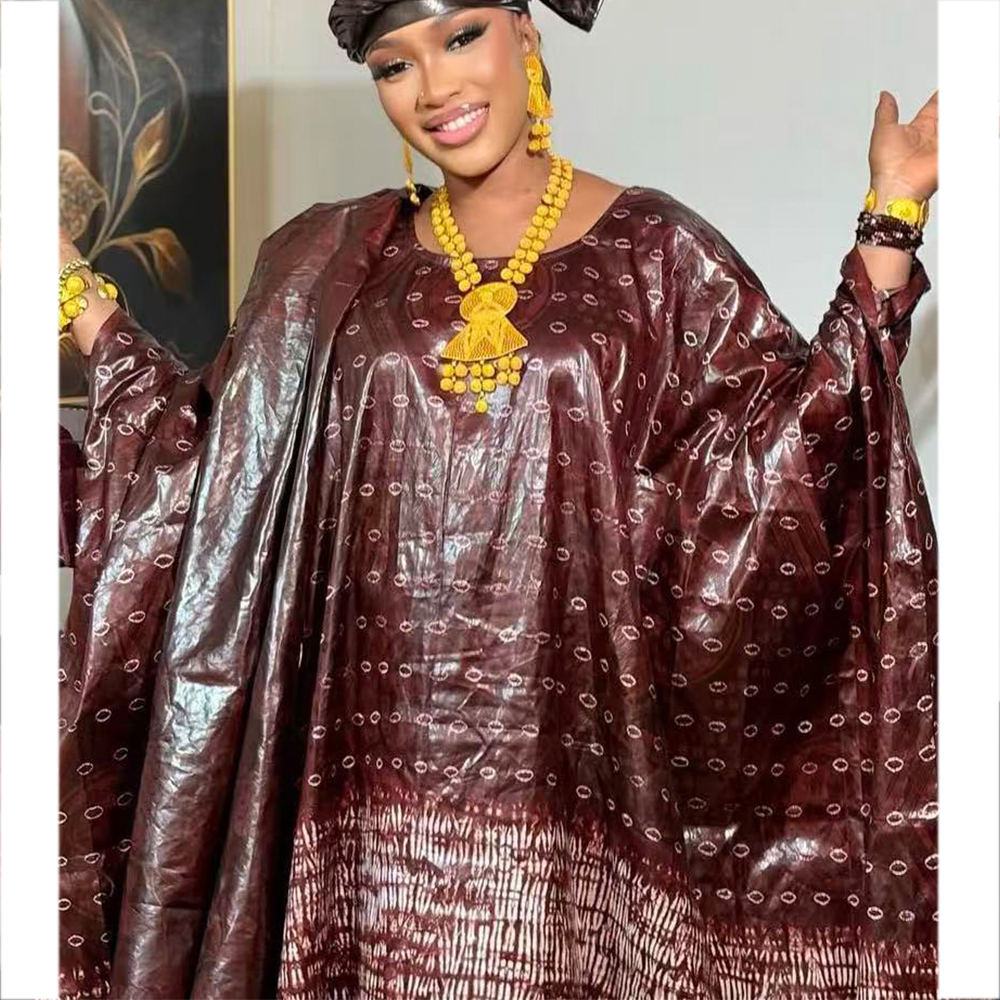 Brillant Boubou femmes fête Dashiki Robe Boubou imprimé doux coton brocart africain Ankara longues robes avec écharpe vêtements Robe