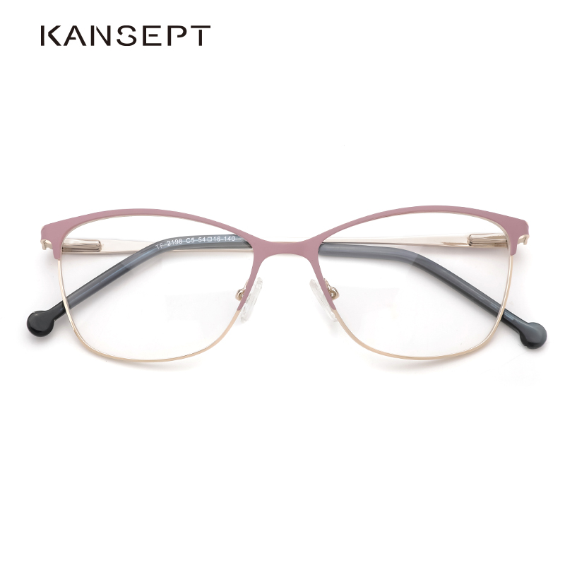 Montures de lunettes en métal pour femmes, montures optiques de prescription, verres transparents, montures de lunettes roses, nouveau design de marque 2022