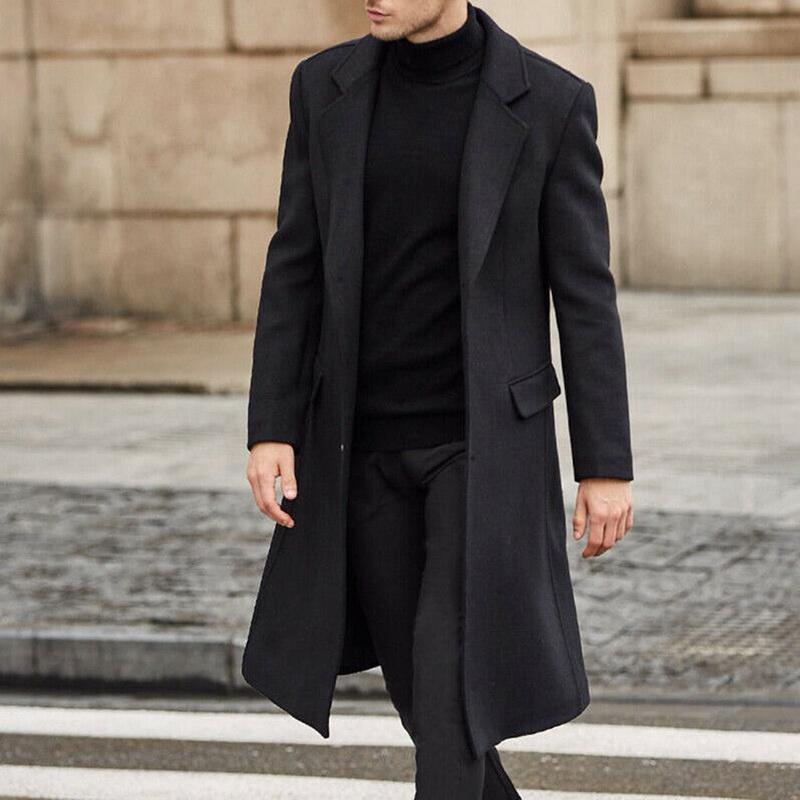 Automne hiver hommes laine manteau solide à manches longues vestes en laine polaire hommes pardessus Streetwear mode longue Trench manteau vêtements d'extérieur