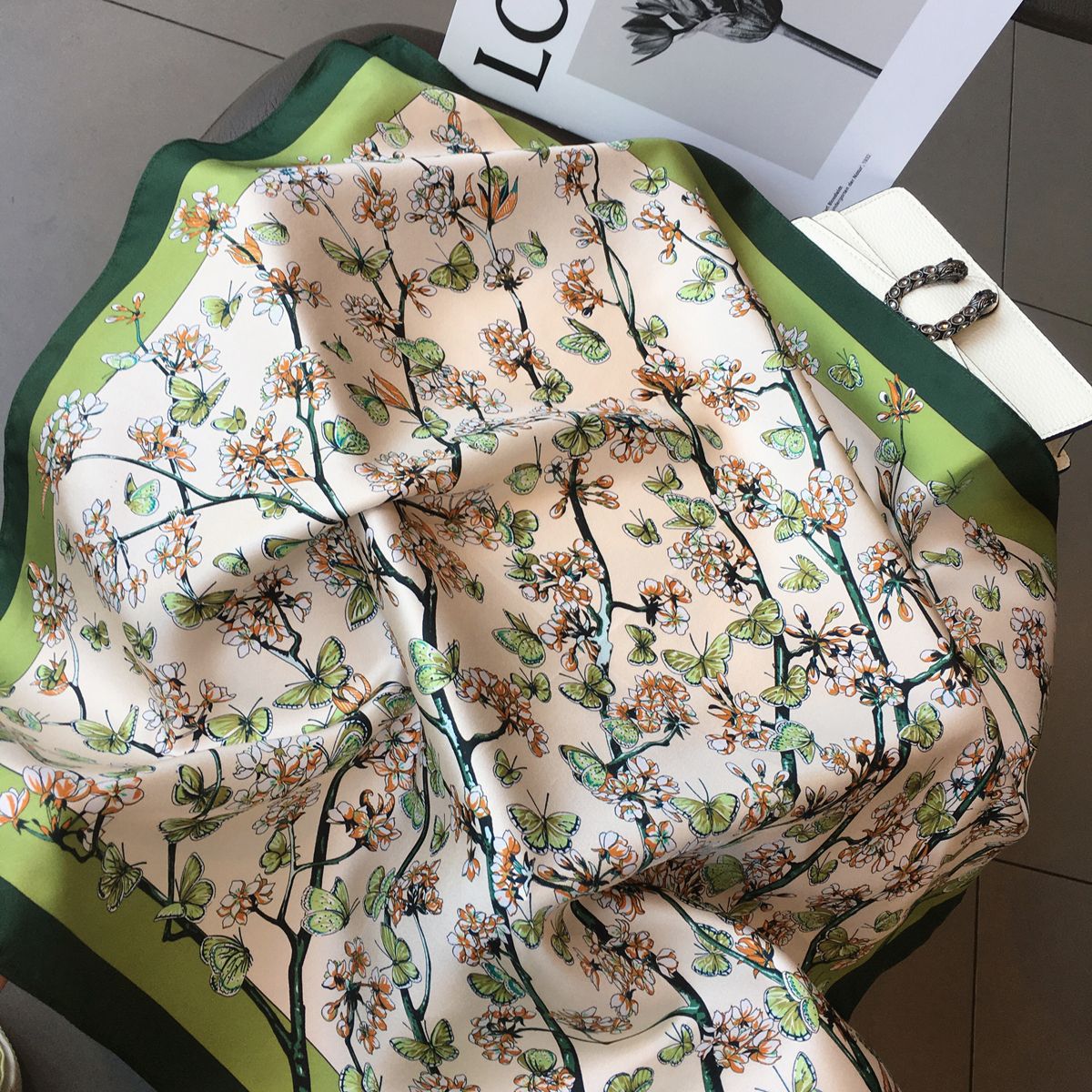 Foulard carré en soie 100% naturelle pour femmes, bandana, foulard pour cheveux, châles, foulard carré pour le cou, accessoires de mode, cachecol femme