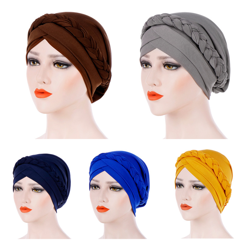 Bonnet turban croix frontale pour femme, pur document, coton tressé, intérieur, hijabs, indien, rond, hijab, sous-écharpe, casquettes, coiffure musulmane