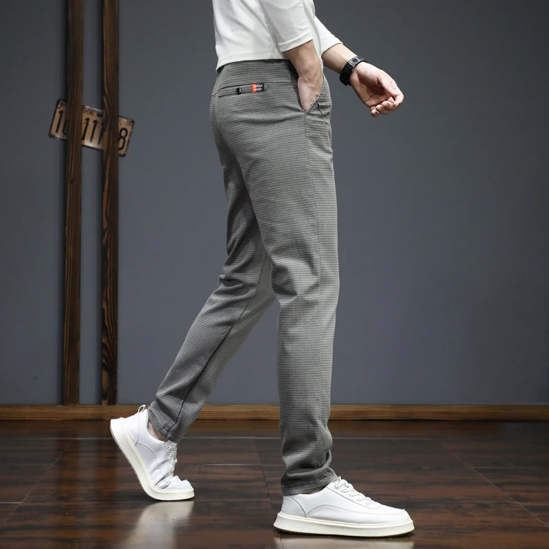 Automne hiver nouveaux pantalons décontractés pour hommes mode coréenne Stretch droit pantalon ajusté haute qualité pantalons de survêtement couleur unie mâle