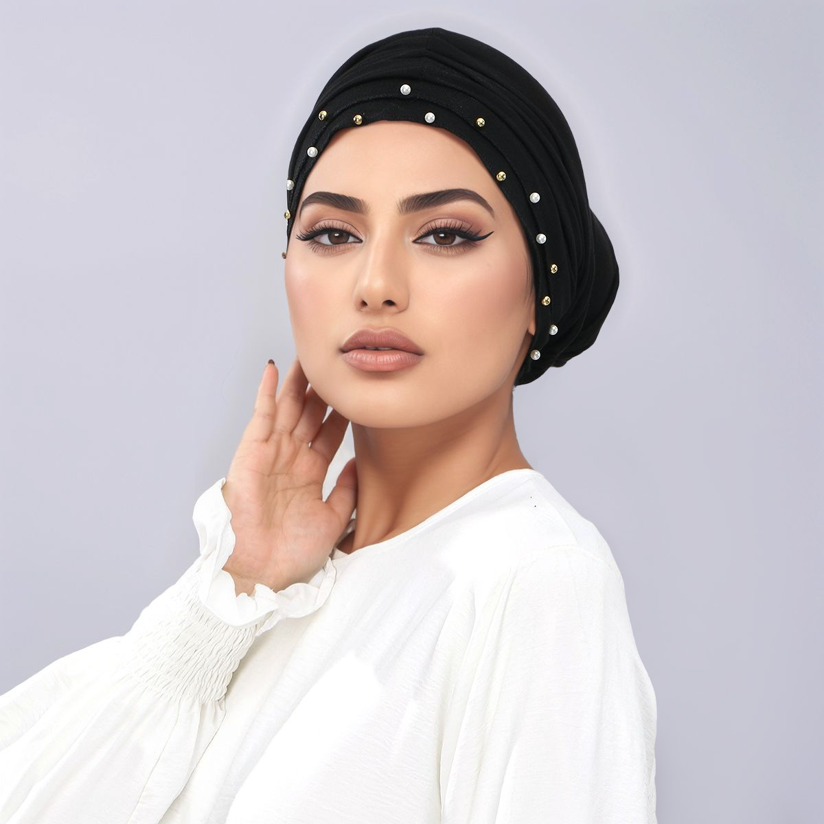 Nouveau Ramadan perles coton Jersey instantané Hijab casquette solide femme musulmane sous-capuche extensible croix chapeau Islam Turban Bonnet bandeau