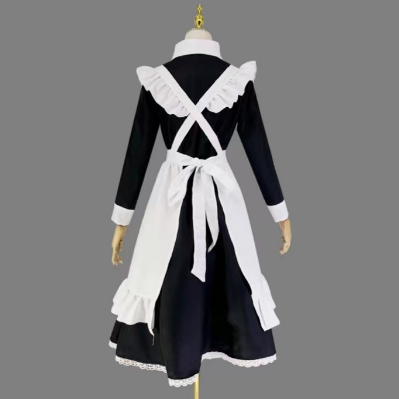 Robe de demoiselle d'honneur pour femmes, tenue tablier, robe croisée de femme de ménage, uniformes japonais, Costume Cosplay d'halloween