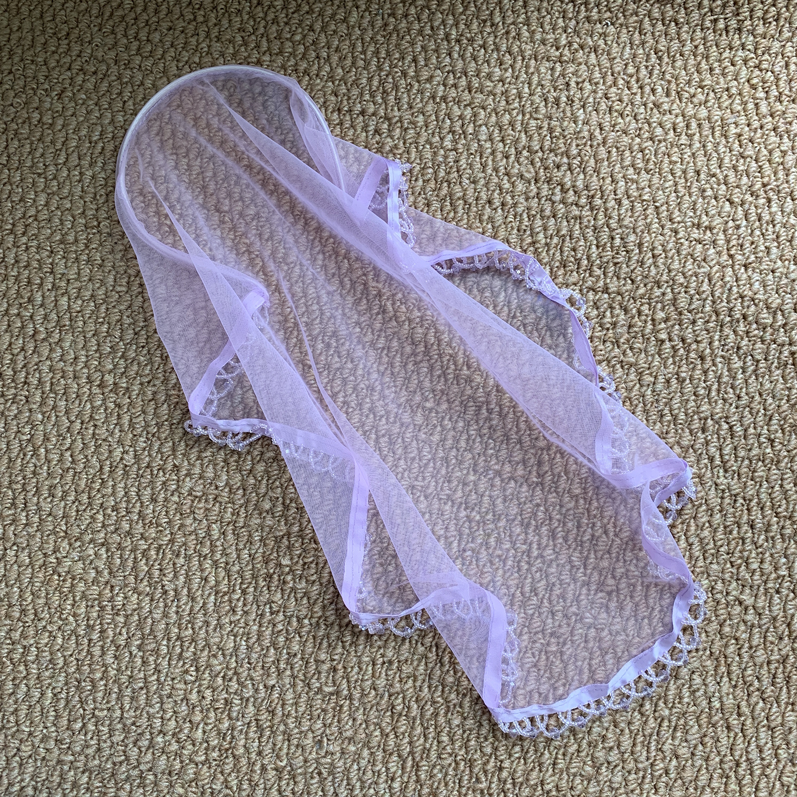 Nouveau serre-tête en voile de tulle violet clair avec bordure ornée de perles de cristal, ornement pour soirée d'enterrement de vie de jeune fille, accessoire capillaire turban d'été SA232