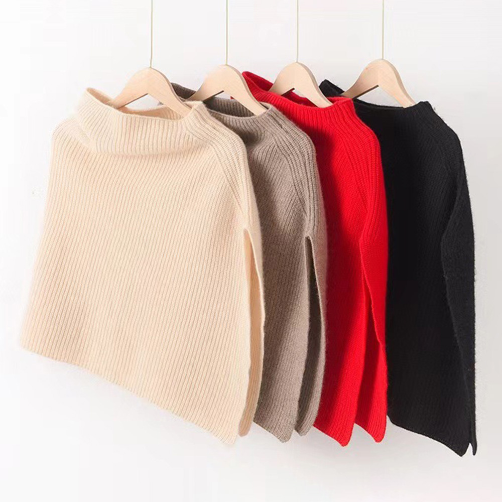 Châle tricoté Poncho pull écharpe simple côté fendu Cape automne hiver solide doux chaud épaule Cape femmes pulls amples