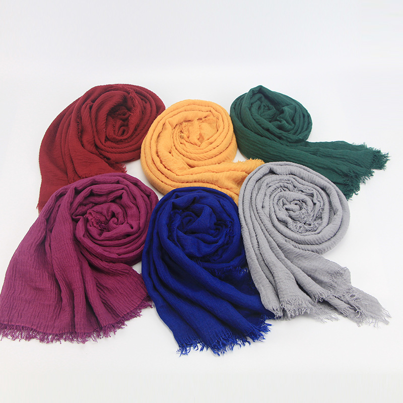 Écharpe en coton et lin de couleur unie pour femmes, châle, hijab, foulard musulman, écharpes, couvre-chefs, foulard féminin, pashmina