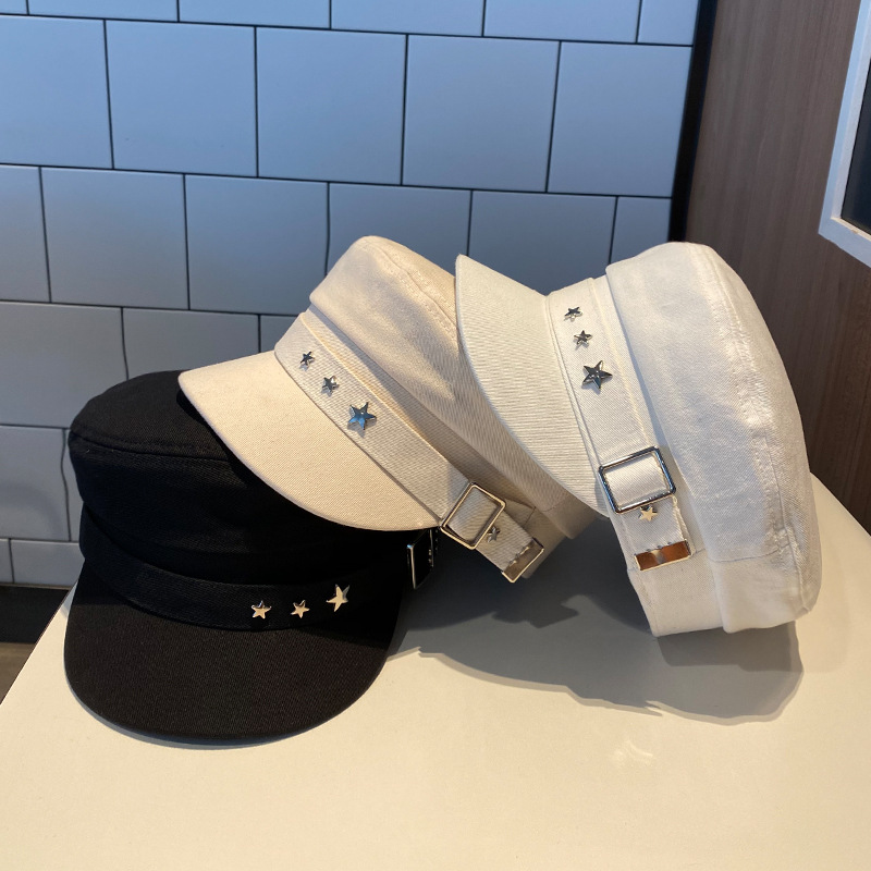 Béret femme noir étoile chapeau printemps et automne hiver britannique rétro mode nouvelle mer Style militaire coréen casquettes mère chapeaux
