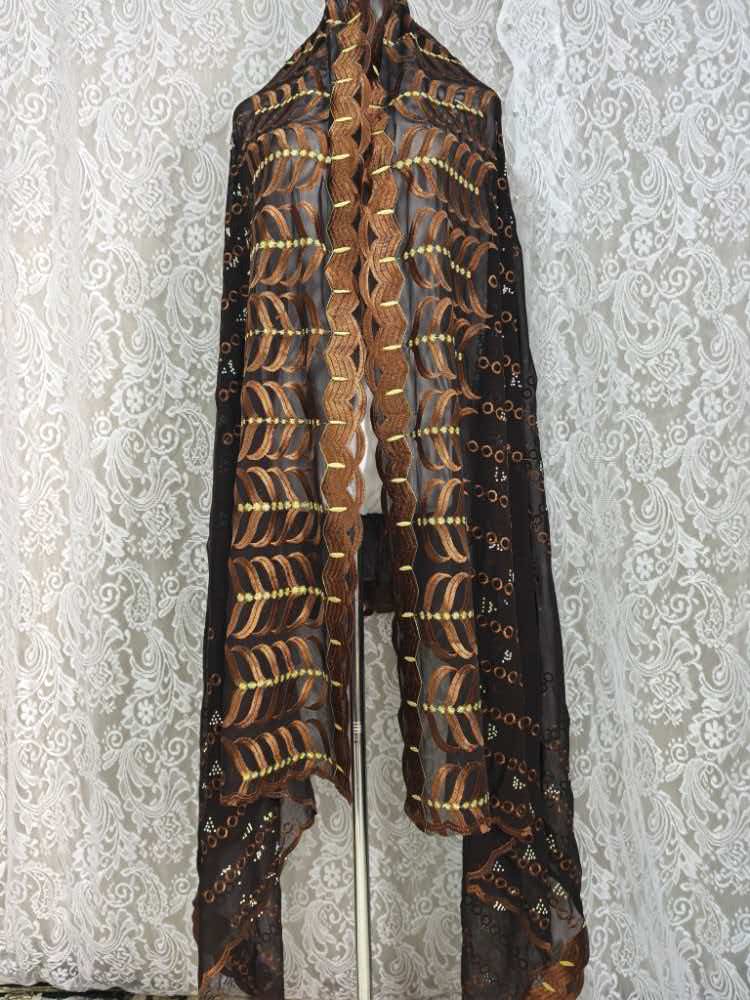 Écharpe Musulmane Africaine en Mousseline de Soie de Bonne Qualité 2026 – Dernière Collection de Hijabs Islamiques Africains en Mousseline avec Broderie de Dubaï – Foulard Kashkha Duba