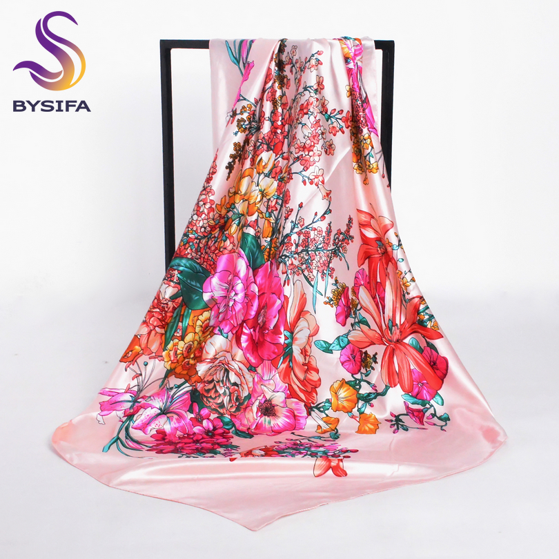[BYSIFA] foulard en soie pour femmes foulard 2025 nouveau Design Satin grandes foulards carrés enveloppes 90*90 cm turquie femmes foulard de tête foulard de cou