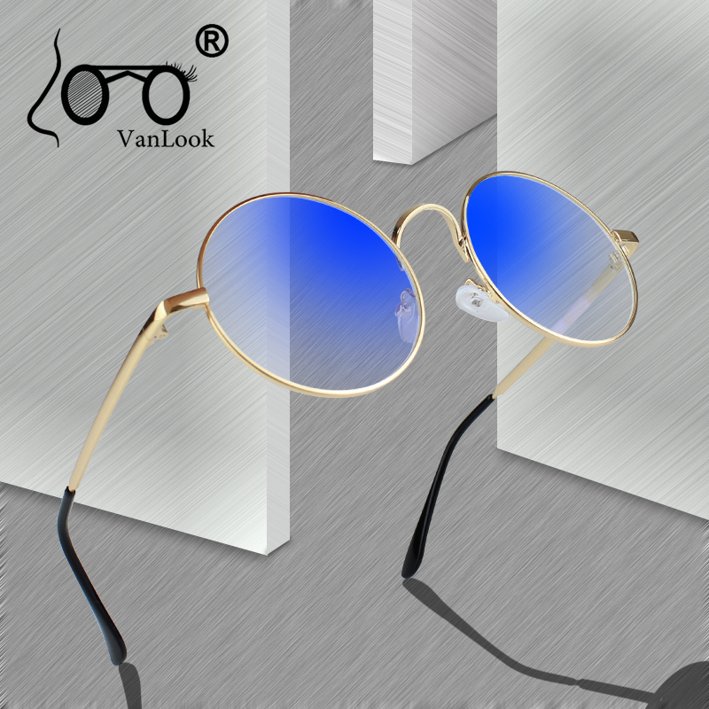 Lunettes rondes transparentes pour lentilles d'ordinateur, monture métallique, pour femmes et hommes, Anti rayons bleus, Oculos De Grau