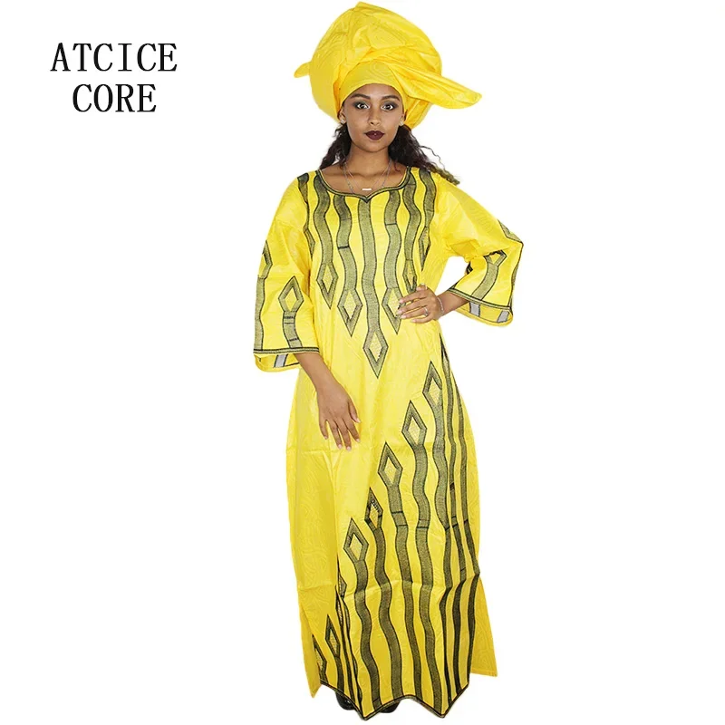 Robe africaine brodée pour femmes, design bazin riche