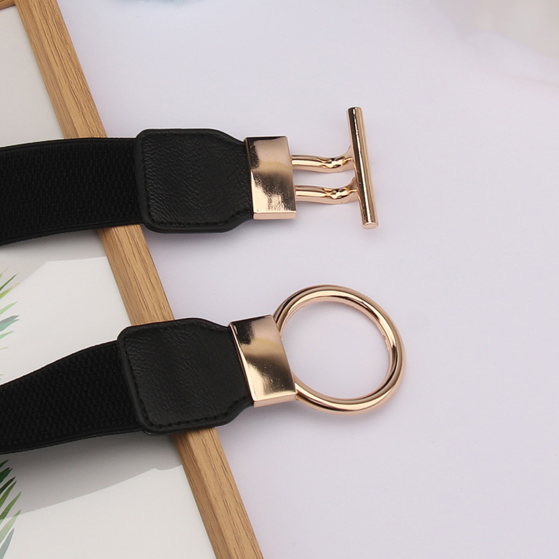 Ceinture à boucle ronde pour femmes, ceinture élastique Simple de 4cm de large, cintré à la taille de tempérament décoratif
