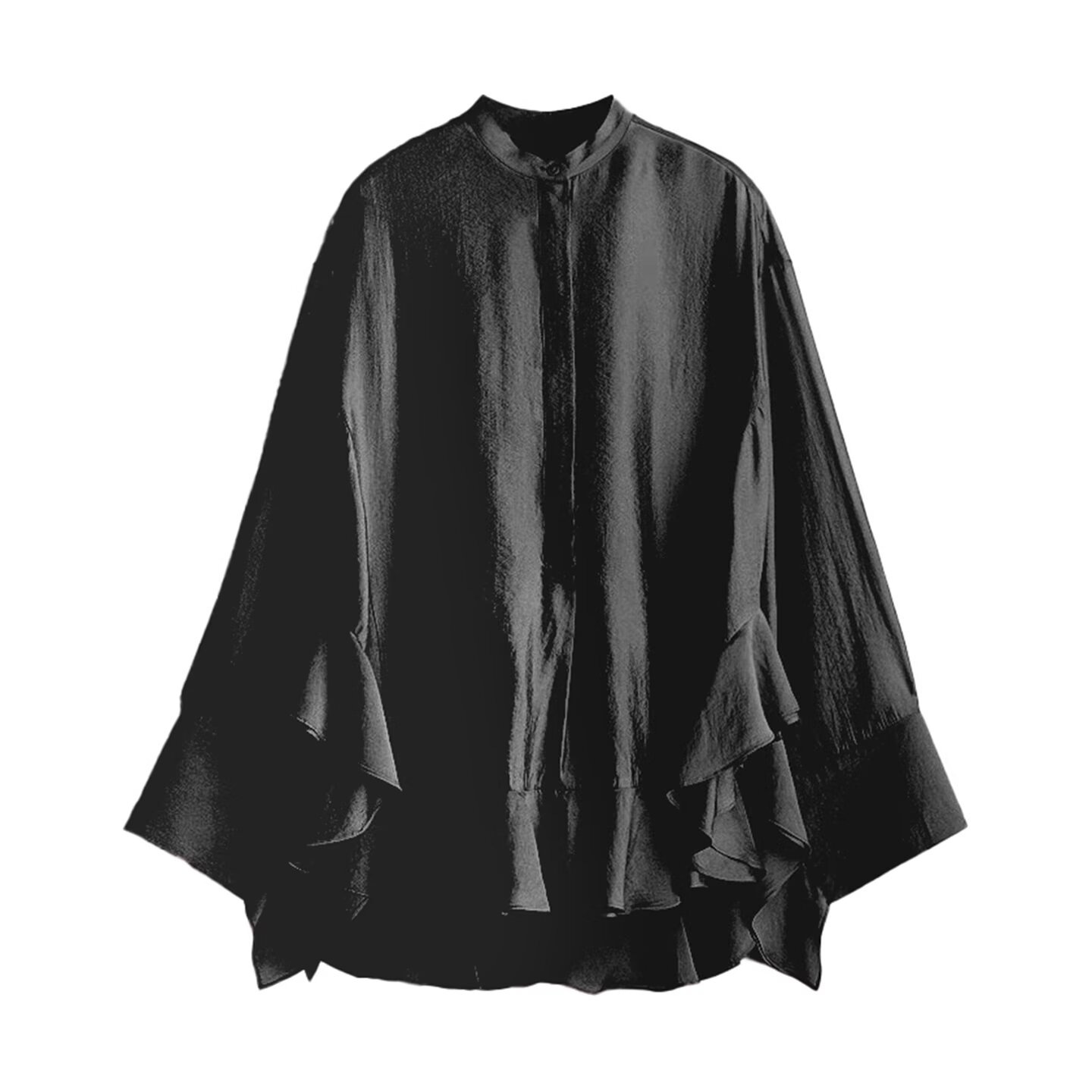 Chemises décontractées à ourlet à volants pour femmes, surdimensionnées, à plusieurs niveaux, simple boutonnage, Streetwear, Y2K, chemisier plissé élégant, automne