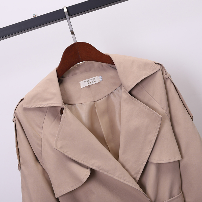 Kaki Double boutonnage femmes coupe-vent printemps/été coréen mince col rabattu dames vêtements d'extérieur grande taille Trench-Coat décontracté