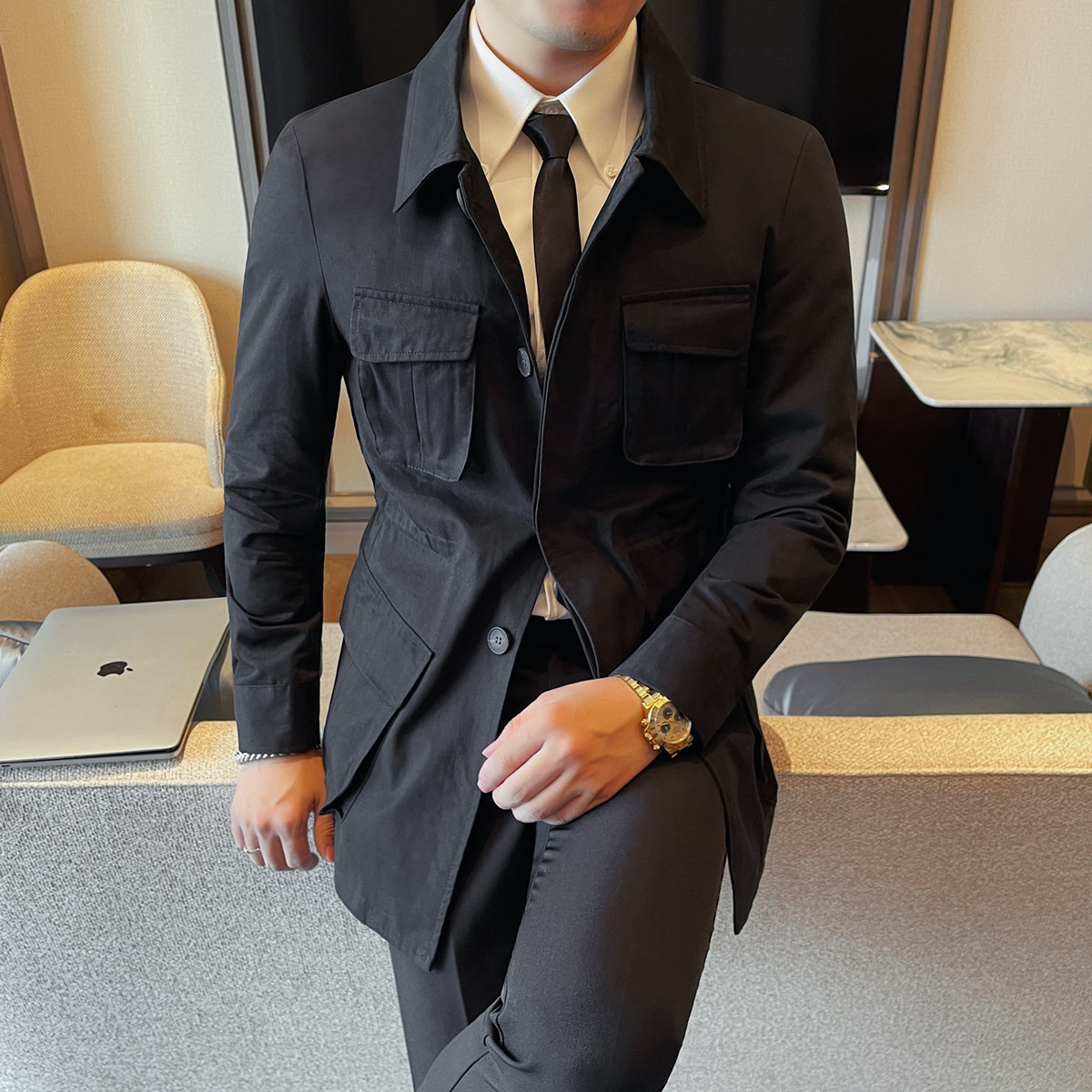 Vestes pour hommes vêtements de luxe coréens Multi couleurs affaires décontracté hommes vestes et manteaux coupe ajustée tout Match noir/marine/kaki