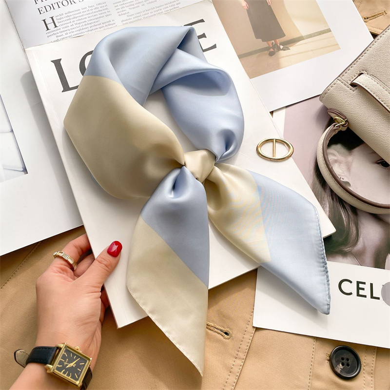 Foulard carré en soie imprimé à carreaux pour femmes, mode luxe, Hijab, bandeau pour cheveux, foulard, châle en Satin, ruban, bandeau Bandana